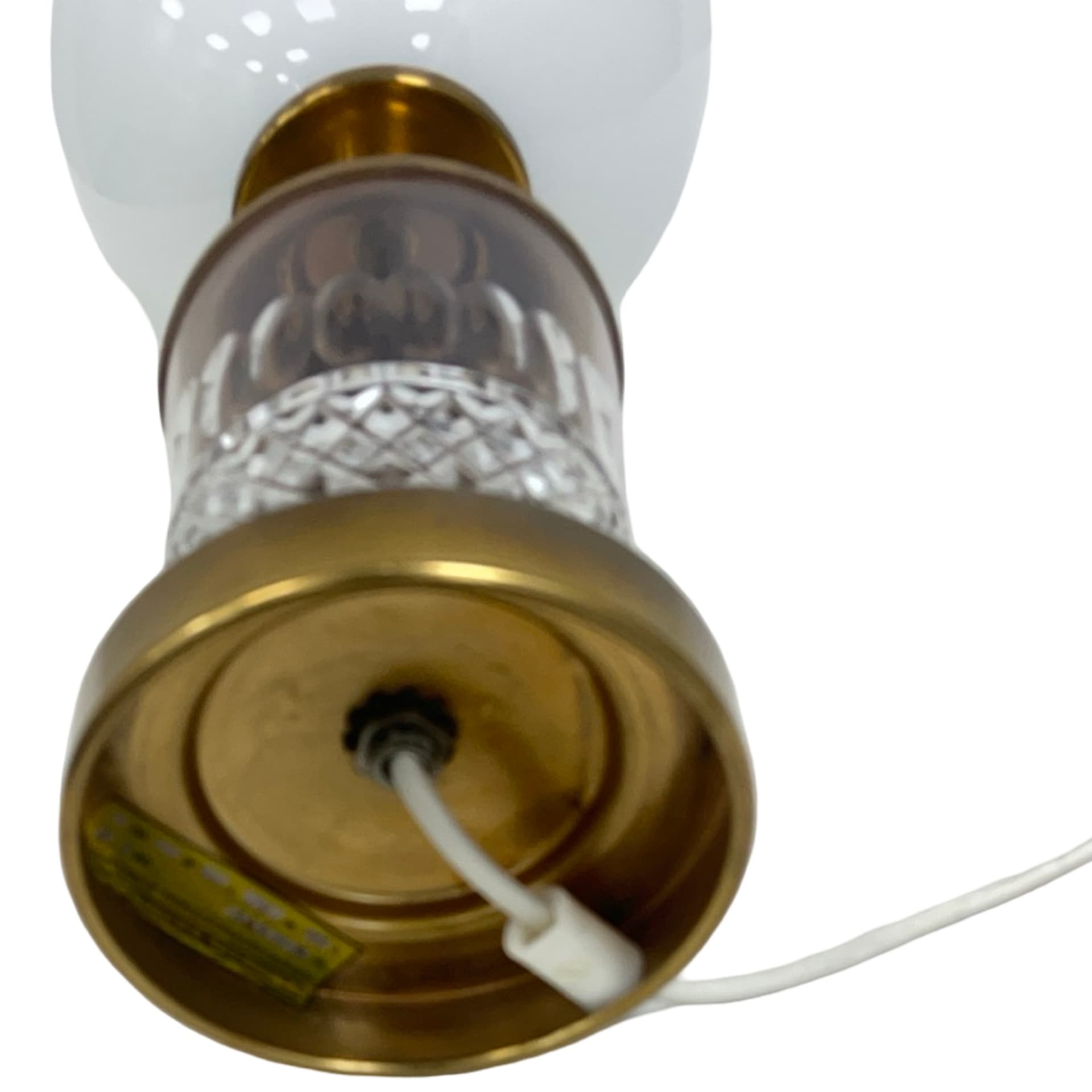 Lampa stołowa, AKA Leuchten, biały szkło, kryształ, mosiądz, Niemcy, lata 70. - 194127