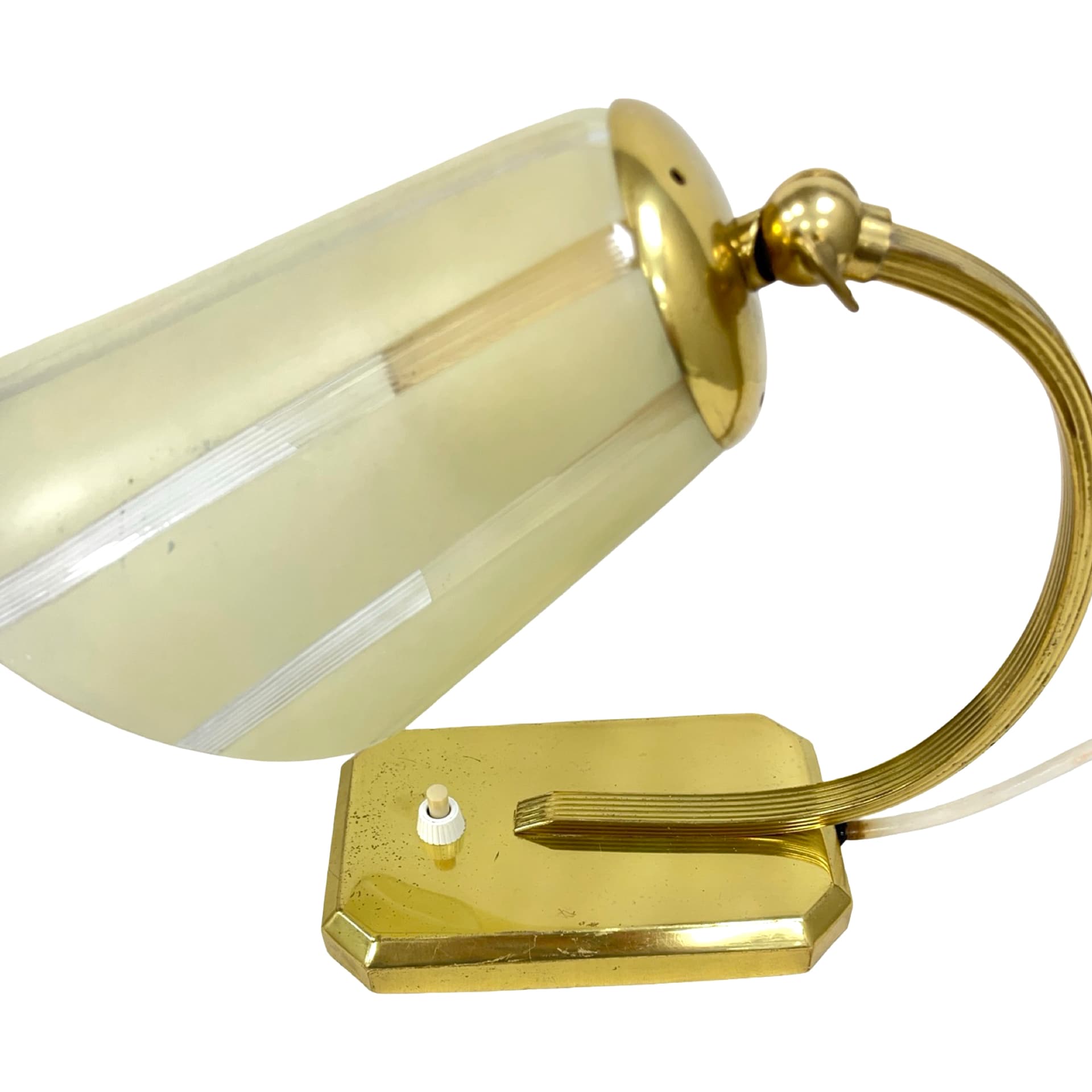 Lampa biurkowa Art Déco, złoty mosiądz, szkło, Niemcy, lata 50. - 194184