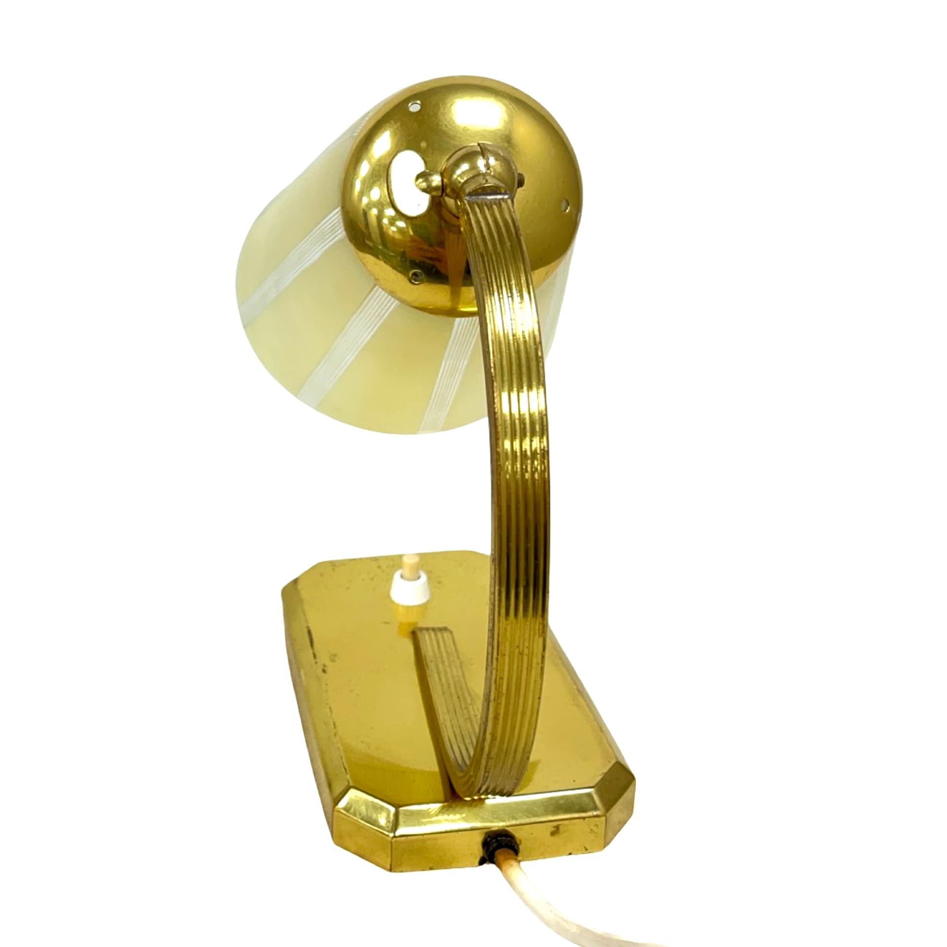 Lampa biurkowa Art Déco, złoty mosiądz, szkło, Niemcy, lata 50. - 194183