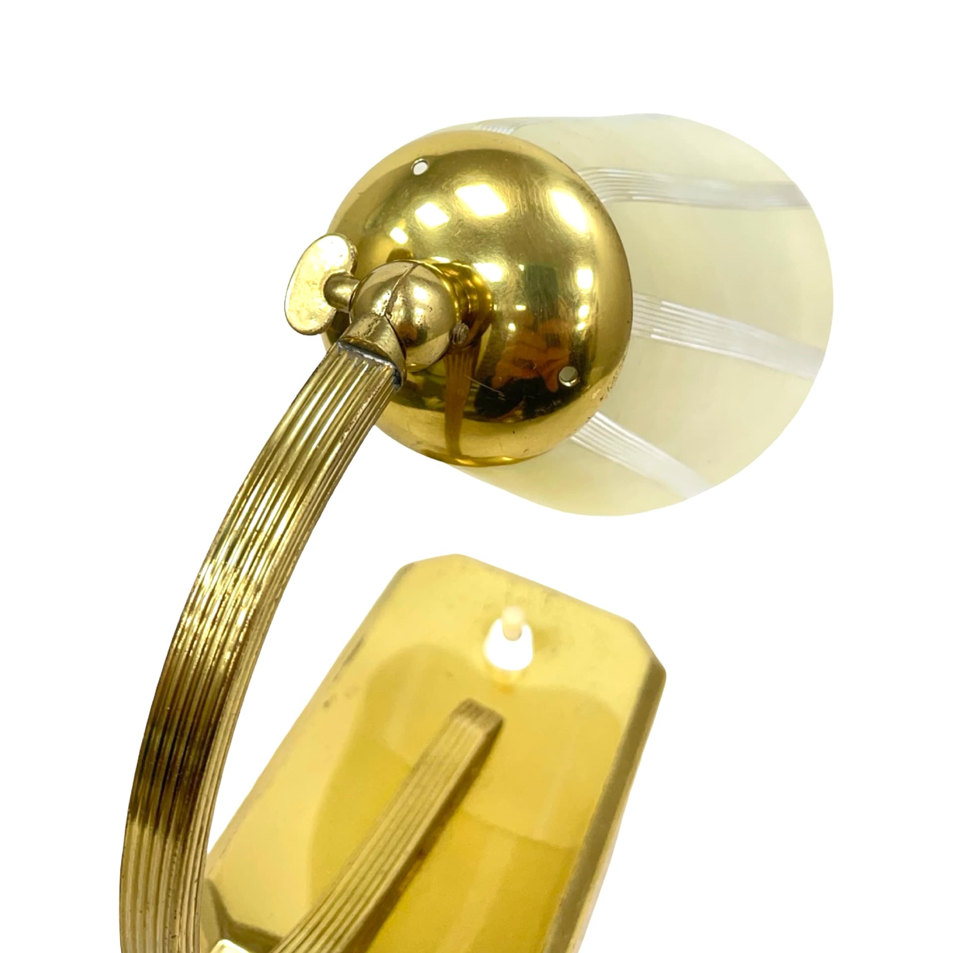 Lampa biurkowa Art Déco, złoty mosiądz, szkło, Niemcy, lata 50. - 194177