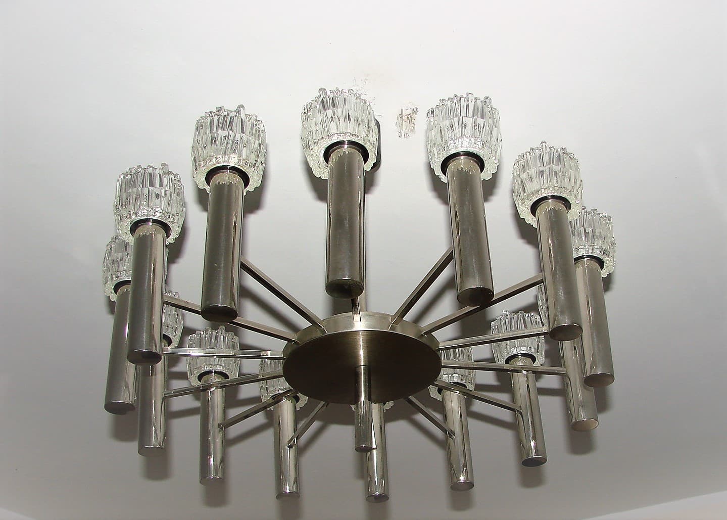 Żyrandol, srebrny, metal, Włochy, lata 70. - 194221