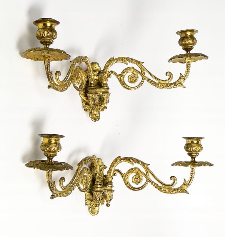 Para kinkietów Empire, złoty brąz, Francja, XIX wiek - 194240