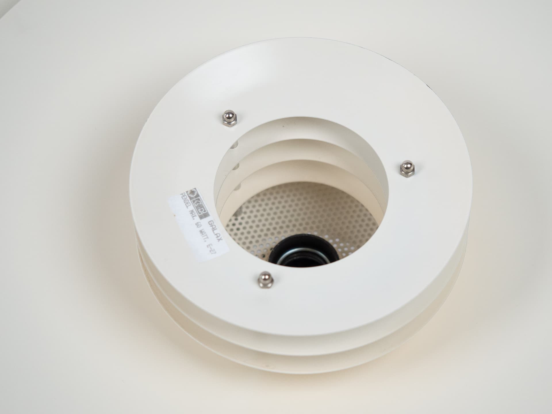 Lampa wisząca, biała, metal, Dania, lata 80. - 194326