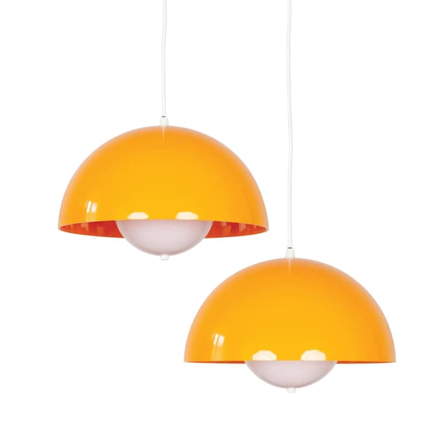 Pomarańczowe aluminiowe lampy wiszące space-age, Dania, lata 70. - WYMIARY