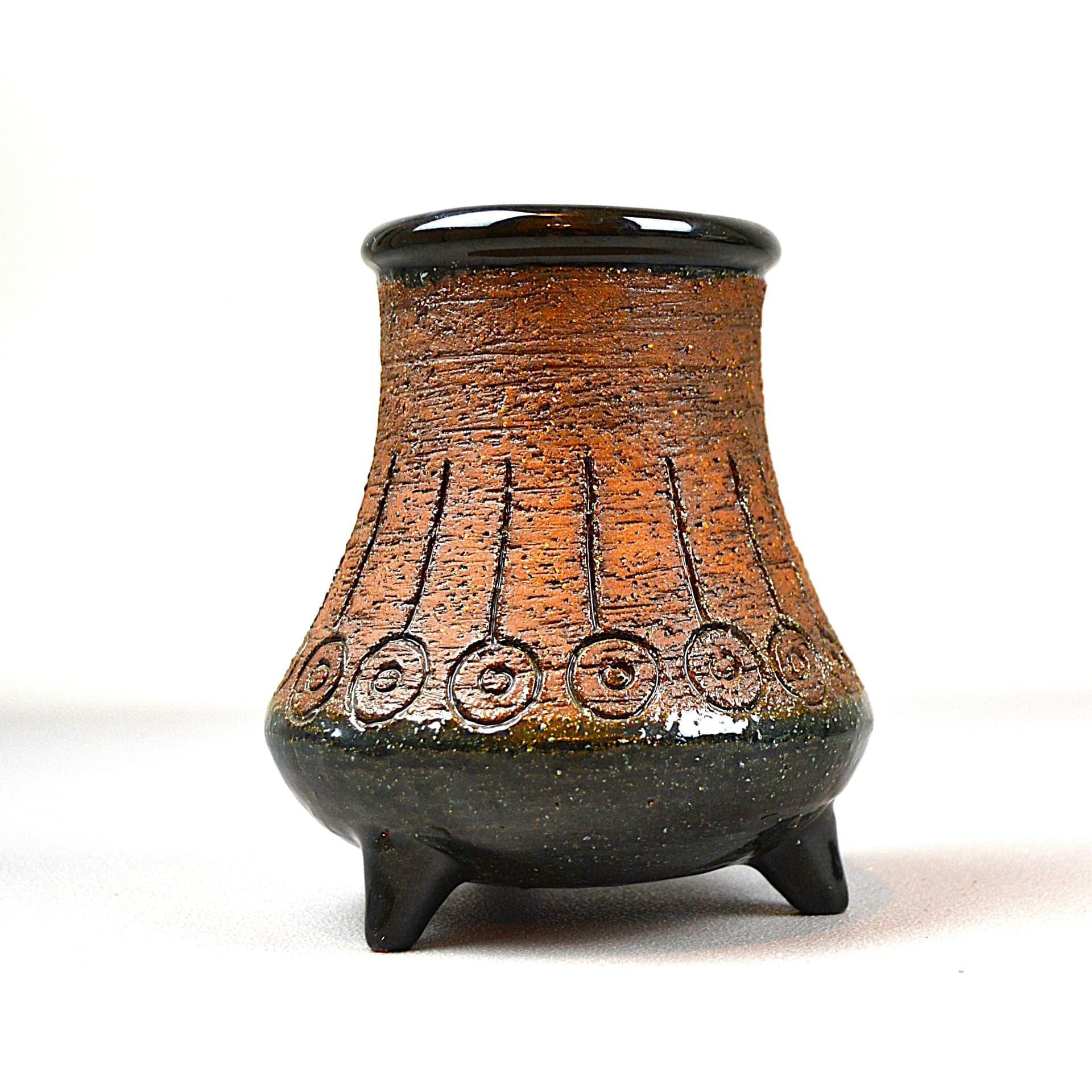 Set of decorative vessels, brown black, ceramics, by E. Bjerény, Sweden, 1960s. - 194561