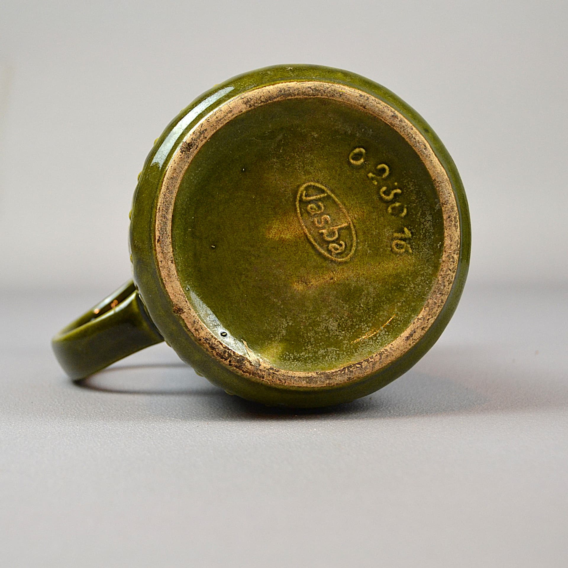 Dzbanek, oliwkowozielony, ceramika, Niemcy, lata 70. - 194581