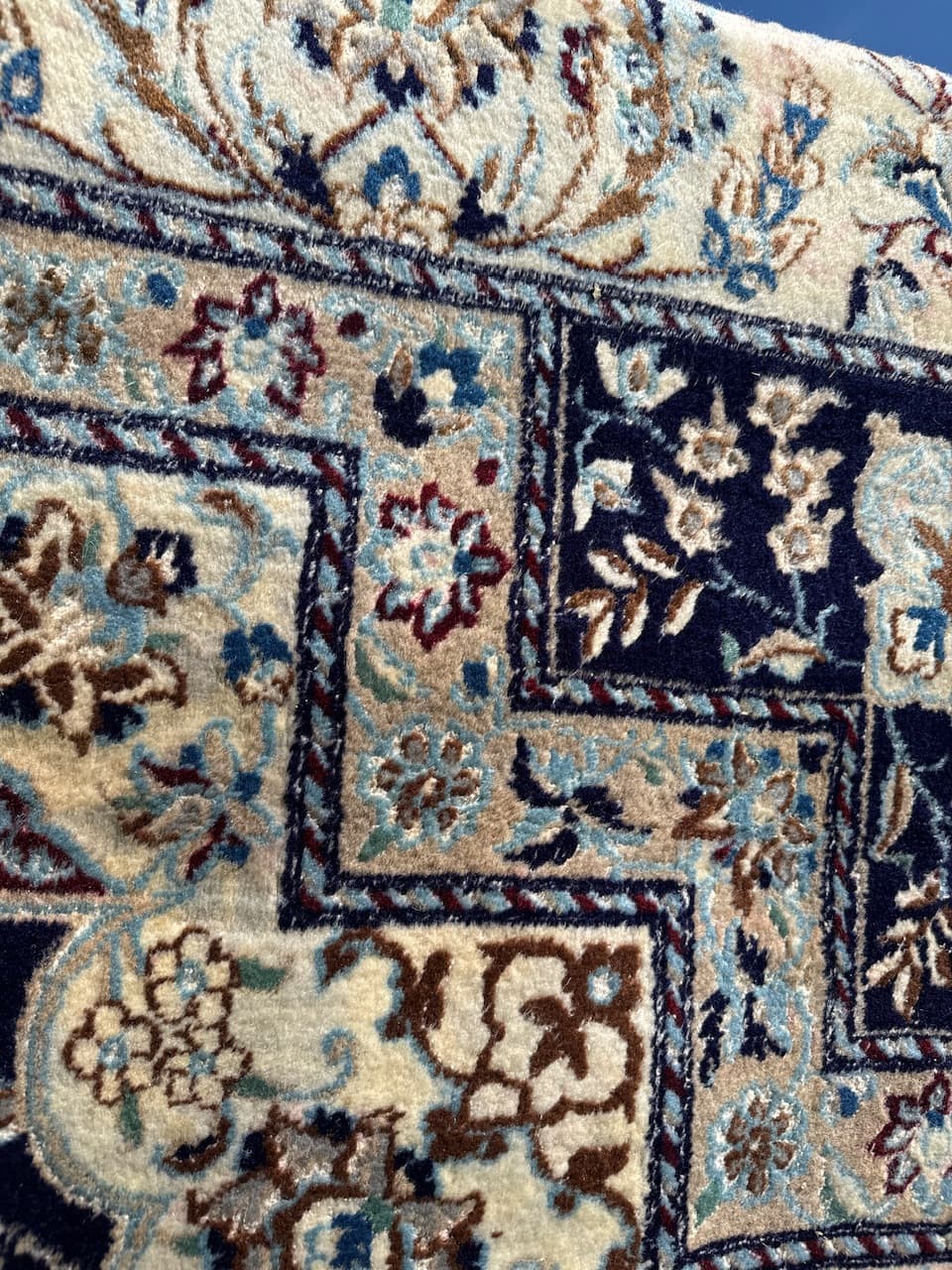 Dywan perski Nain 360x250 cm, granatowy, wełna, Iran, lata 90. - 194609