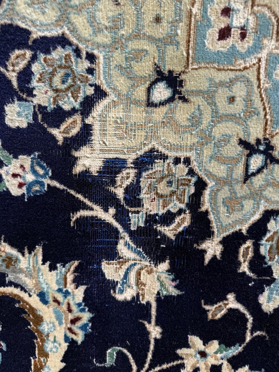 Dywan perski Nain 360x250 cm, granatowy, wełna, Iran, lata 90. - 194603