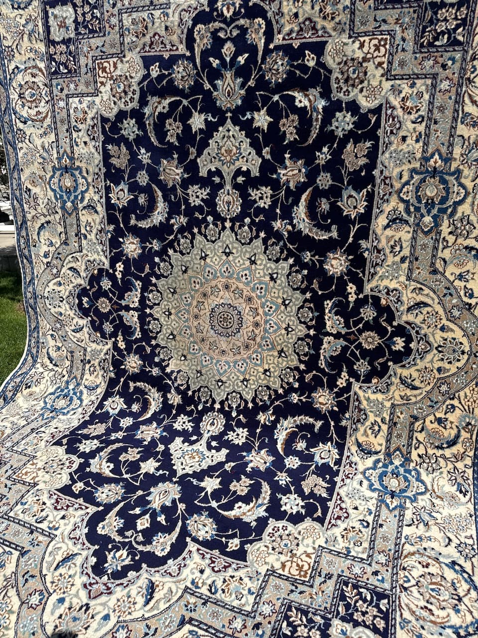 Dywan perski Nain 360x250 cm, granatowy, wełna, Iran, lata 90. - 194610