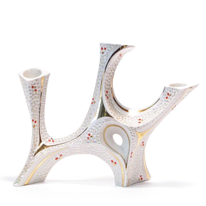 Świecznik Pop Art, porcelana biała, Steatyt, Polska, lata 60. - 194661