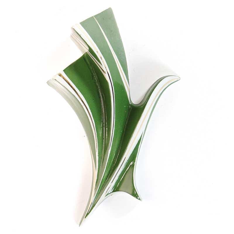 Wazon ścienny, zielony, porcelana, Polska, lata 60. - 194704