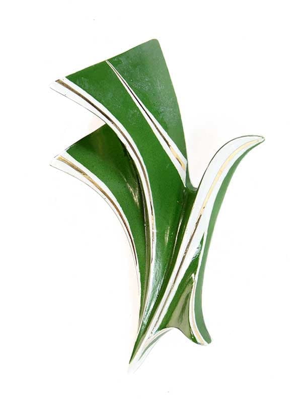 Wazon ścienny, zielony, porcelana, Polska, lata 60.