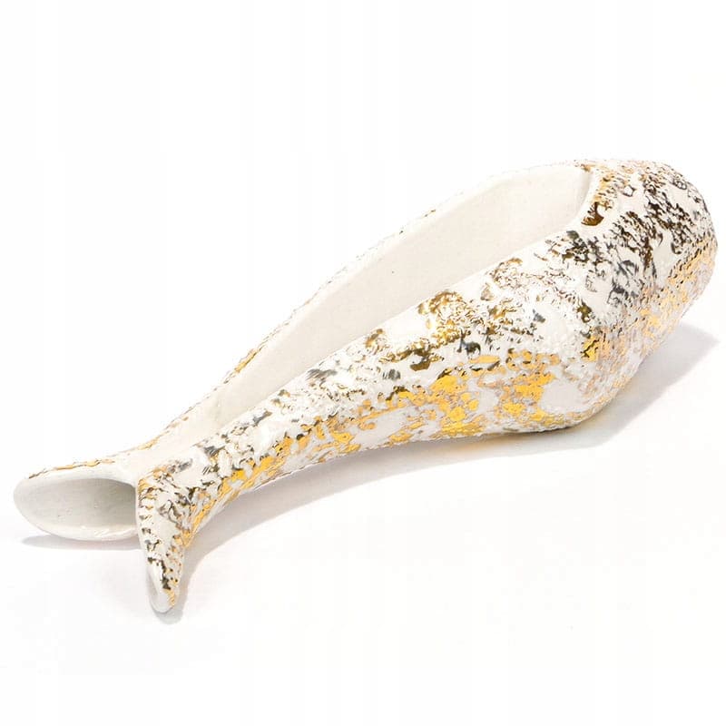 Wazon podwójny, biały złocony, porcelana, Steatyt, Polska, lata 60. - 194738