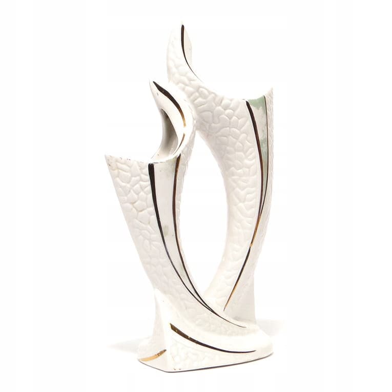 Wazon podwójny, biel, porcelana, Steatyt, Polska, lata 60. - 194773