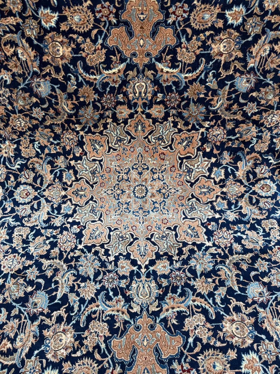 Rug Nain 410x300 cm, navy blue, wool silk, Iran - 194791