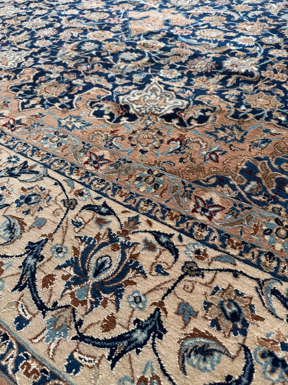 Rug Nain 410x300 cm, navy blue, wool silk, Iran - 194778