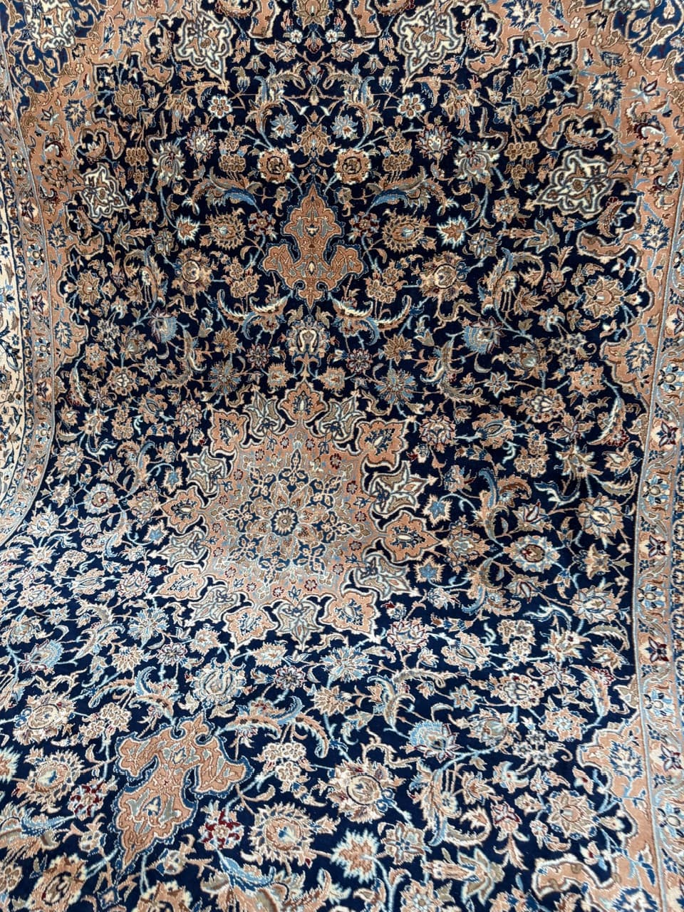Rug Nain 410x300 cm, navy blue, wool silk, Iran - 194786