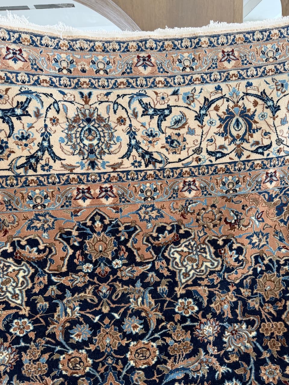 Rug Nain 410x300 cm, navy blue, wool silk, Iran - 194790