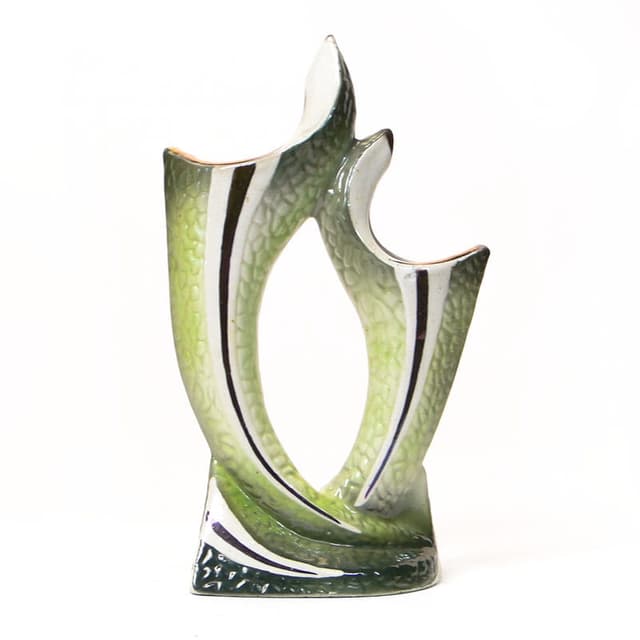 Wazon, oliwkowy, porcelana, Steatyt, Polska, lata 60. - WYMIARY