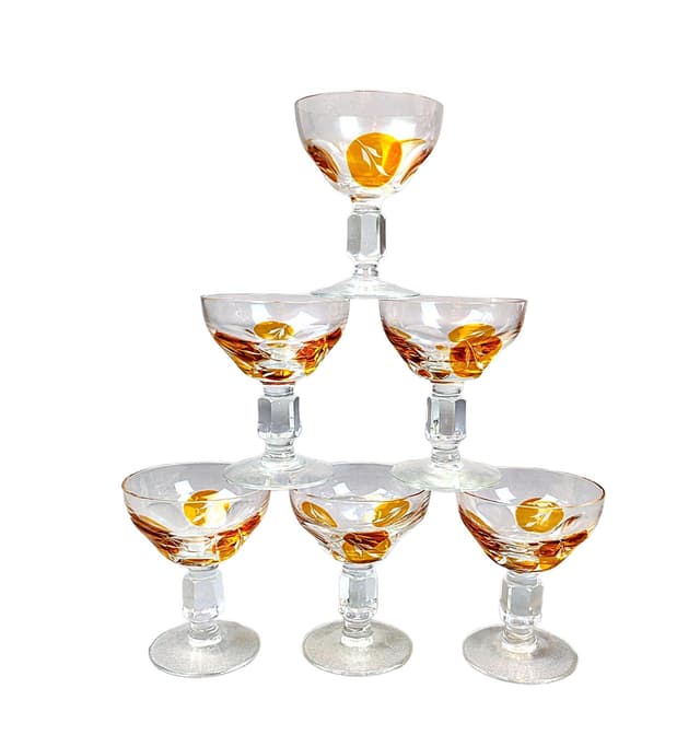 Komplet kieliszków do nalewek Golden Honey, transparentny, kryształ, Europa, początek XX w. - WYMIARY