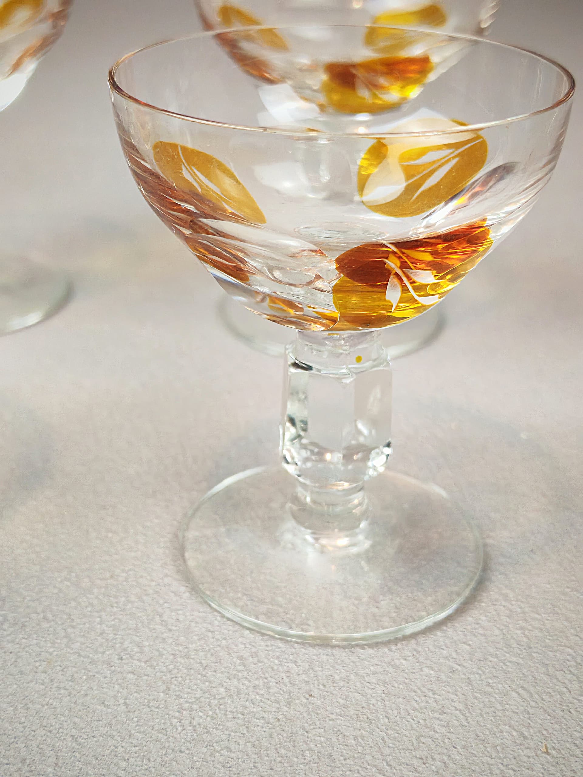 Komplet kieliszków do nalewek Golden Honey, transparentny, kryształ, Europa, początek XX w. - 194914