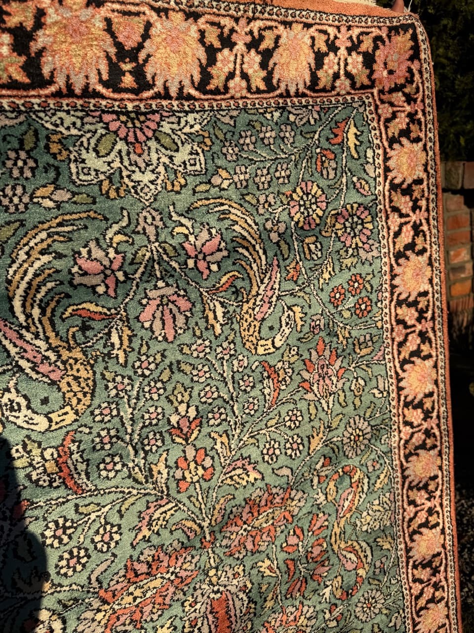 Chodnik Ghoum/Qom 285x100 cm, turkusowy, jedwab, bawełna, Indie - 194934