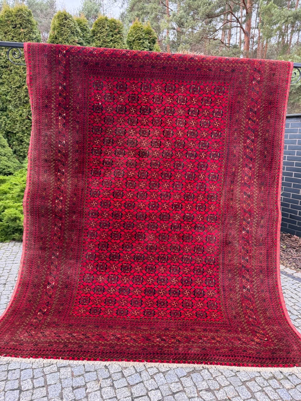 Dywan Bokhara 270x200 cm, czerwony, wełna, Afganistan, lata 70. - 194946