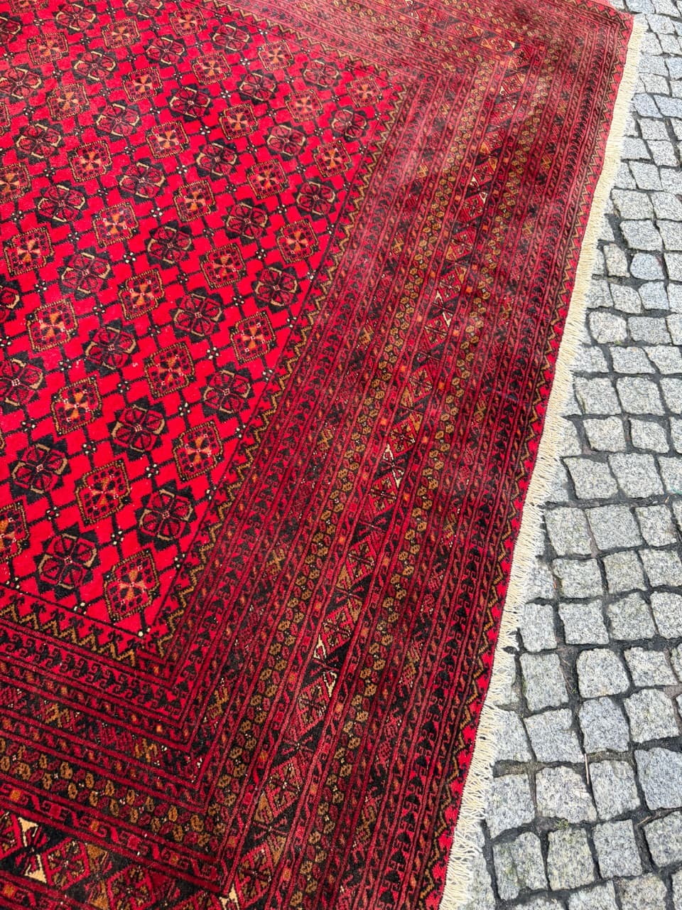 Dywan Bokhara 270x200 cm, czerwony, wełna, Afganistan, lata 70. - 194959