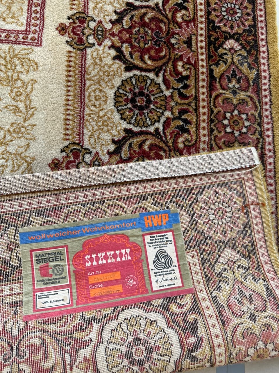 Dywan Sikkim, 350x250 cm, beżowy, wełna, Niemcy, lata 90. - 195111