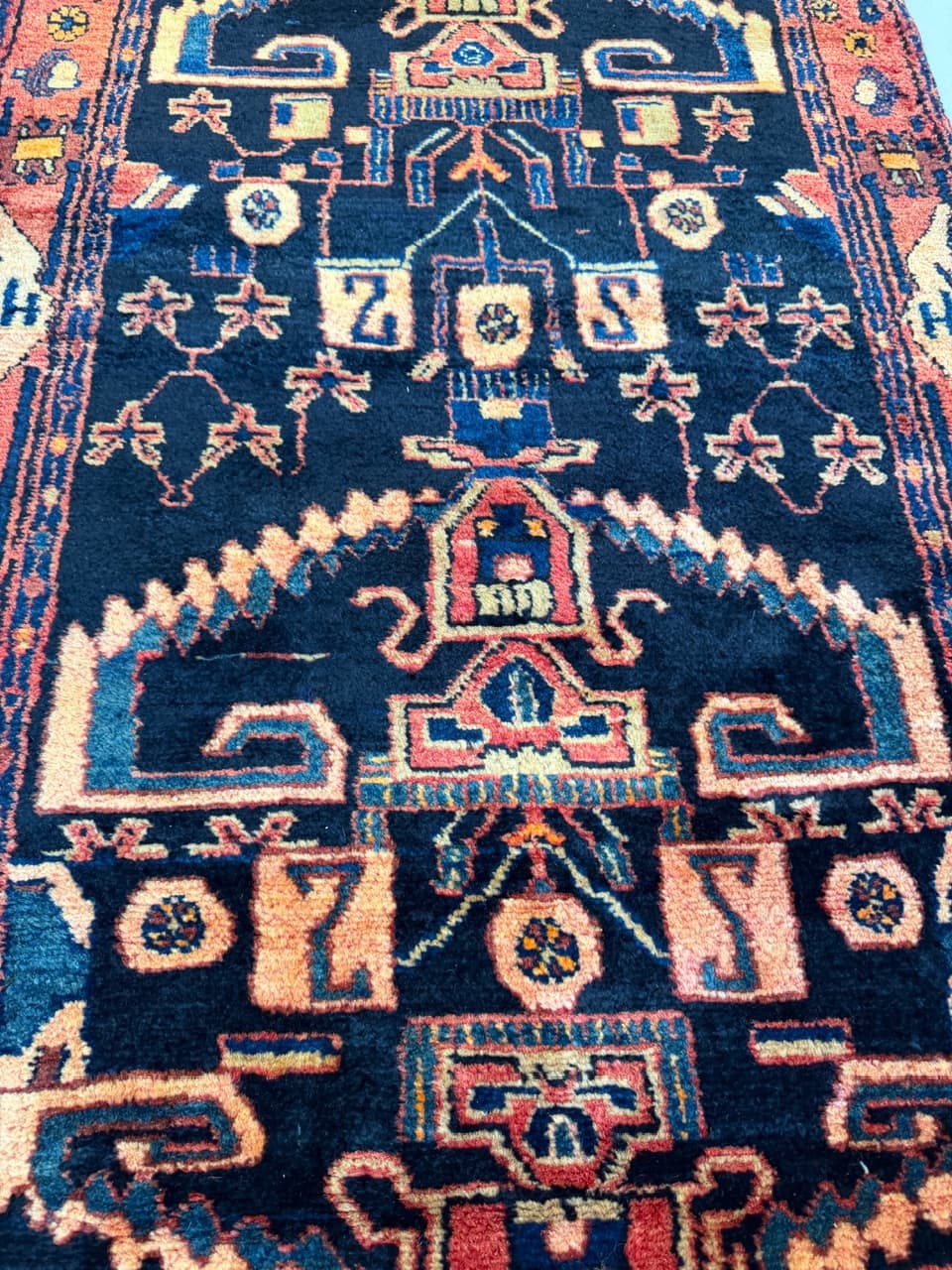 Chodnik Hamadan 485x105 cm, granatowy, wełna, Iran - 195145