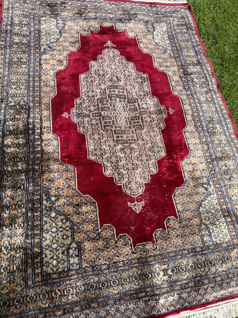 Dywan Buchara, Art déco, 195x130 cm, wełna czerwona, Pakistan, lata 70. - 195154