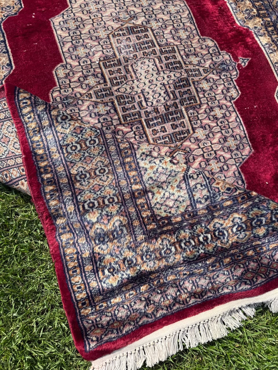 Dywan Buchara, Art déco, 195x130 cm, wełna czerwona, Pakistan, lata 70. - 195160