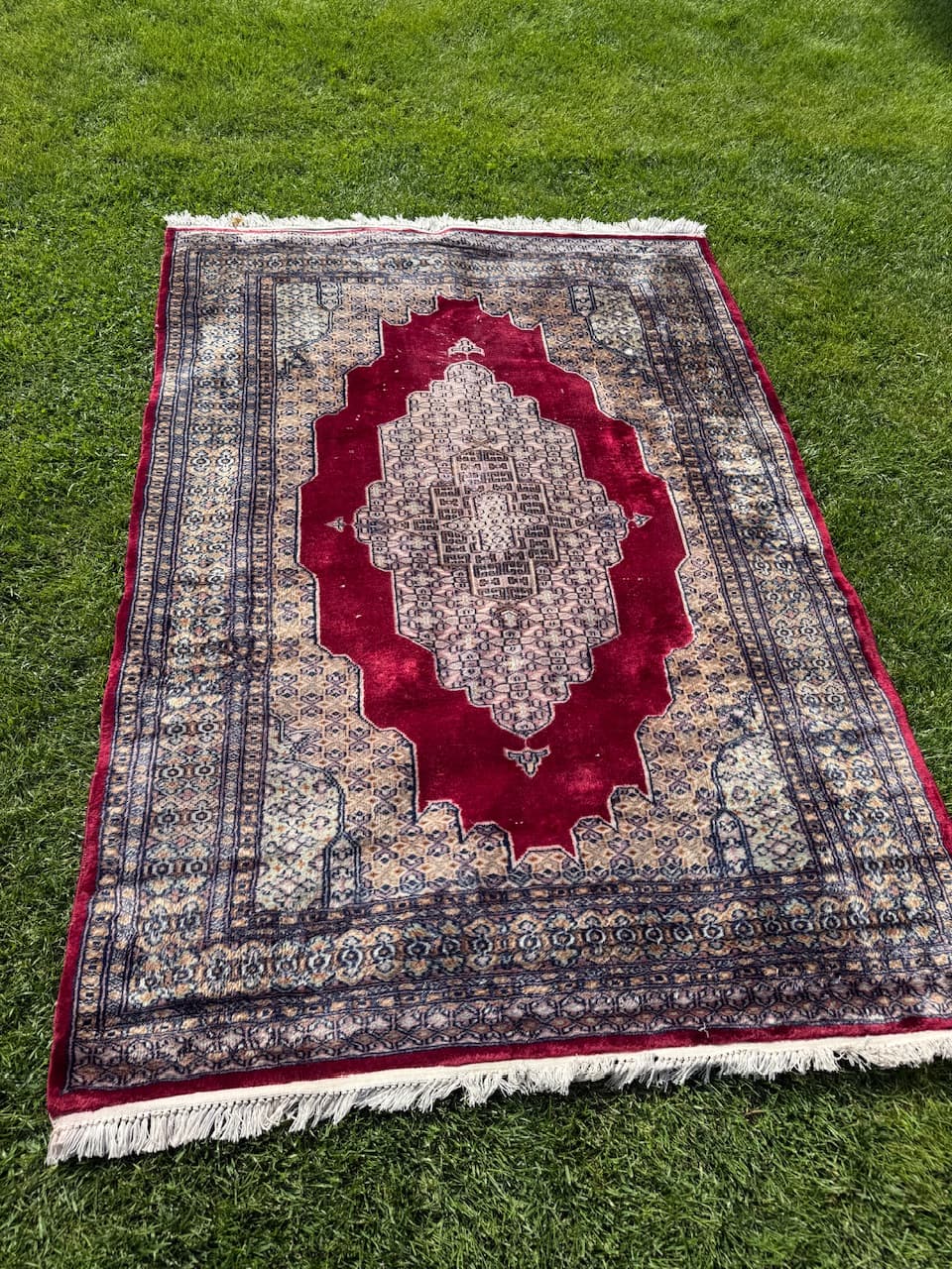 Dywan Buchara, Art déco, 195x130 cm, wełna czerwona, Pakistan, lata 70. - 195156