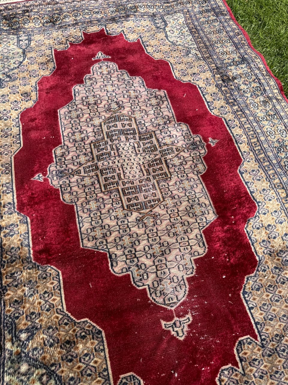 Dywan Buchara, Art déco, 195x130 cm, wełna czerwona, Pakistan, lata 70. - 195158