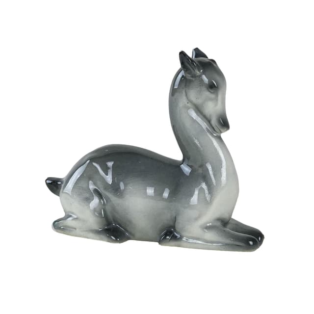 Figurka sarna, szary, ceramika, Dania, lata 70. - WYMIARY