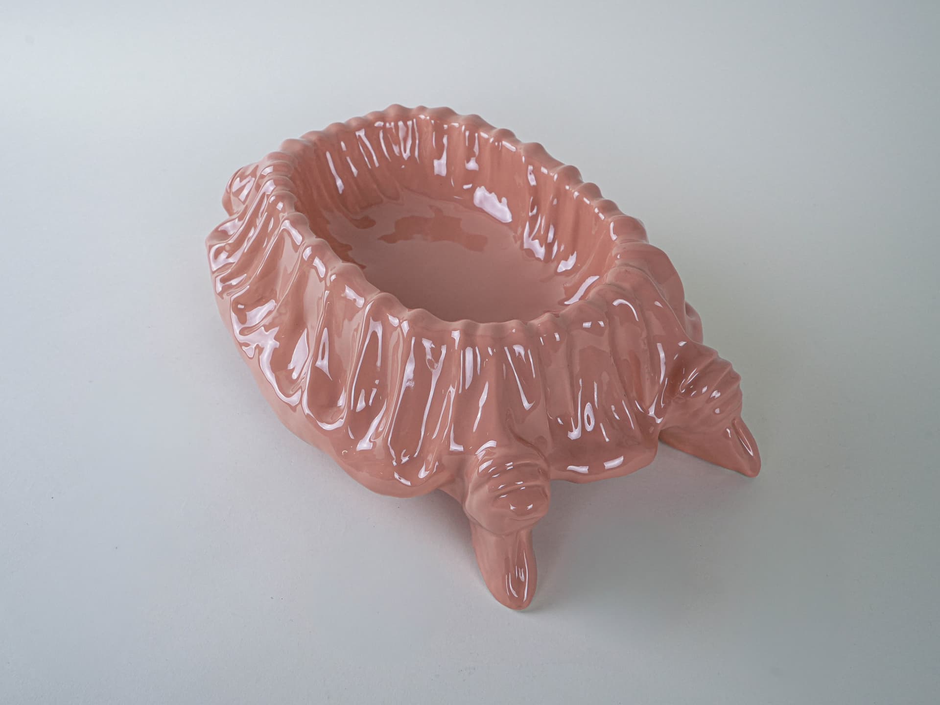Bowl, salmon pink ceramic, by A.L. Rabitti, Nelli 8C, Italy, 1970s. - 195271