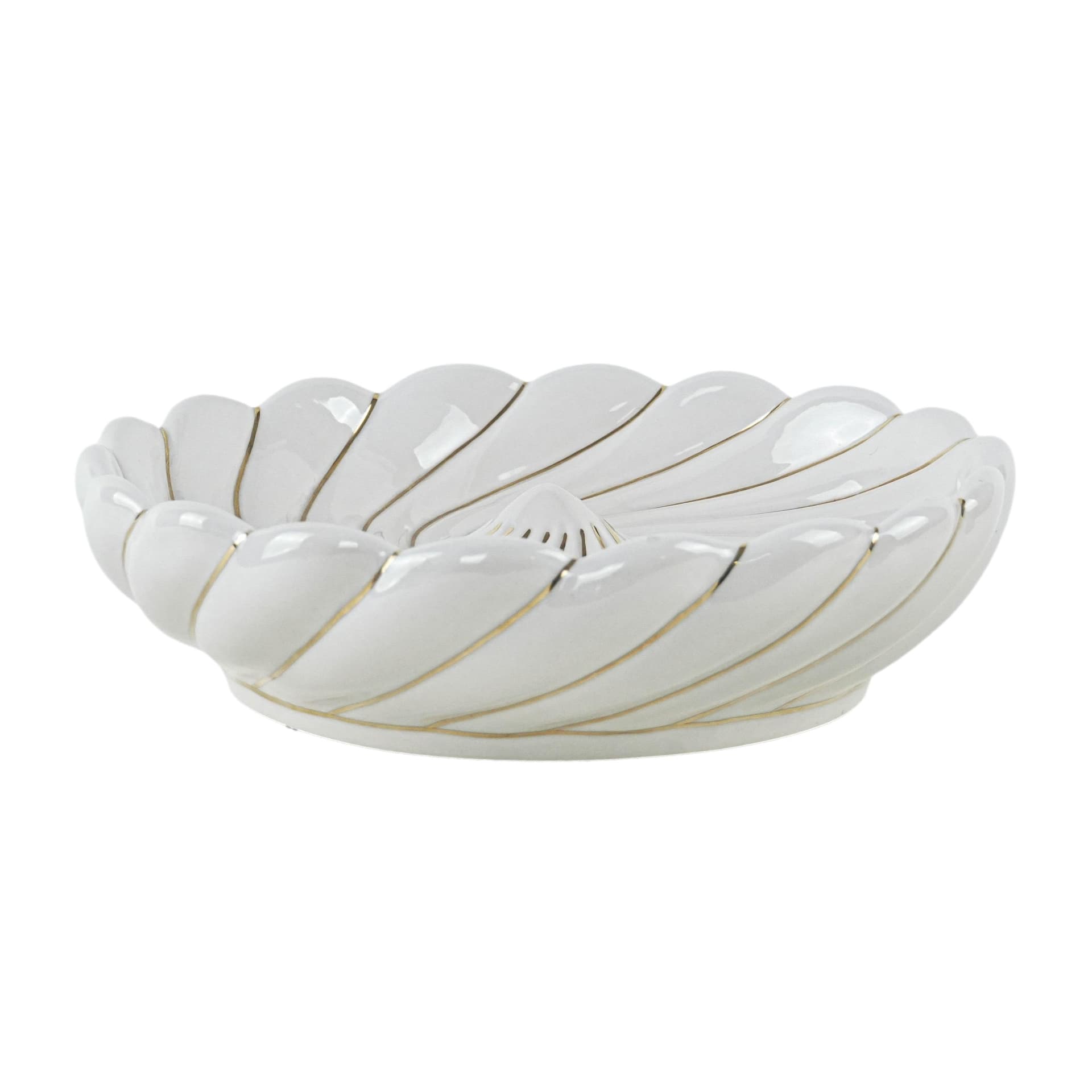 Decorative bowl, Postmodernism, ivory white ceramic, Italy, 1980s.