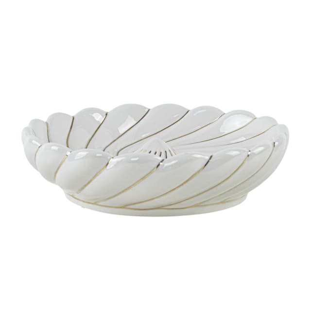 Decorative bowl, Postmodernism, ivory white ceramic, Italy, 1980s. - DIMENSION