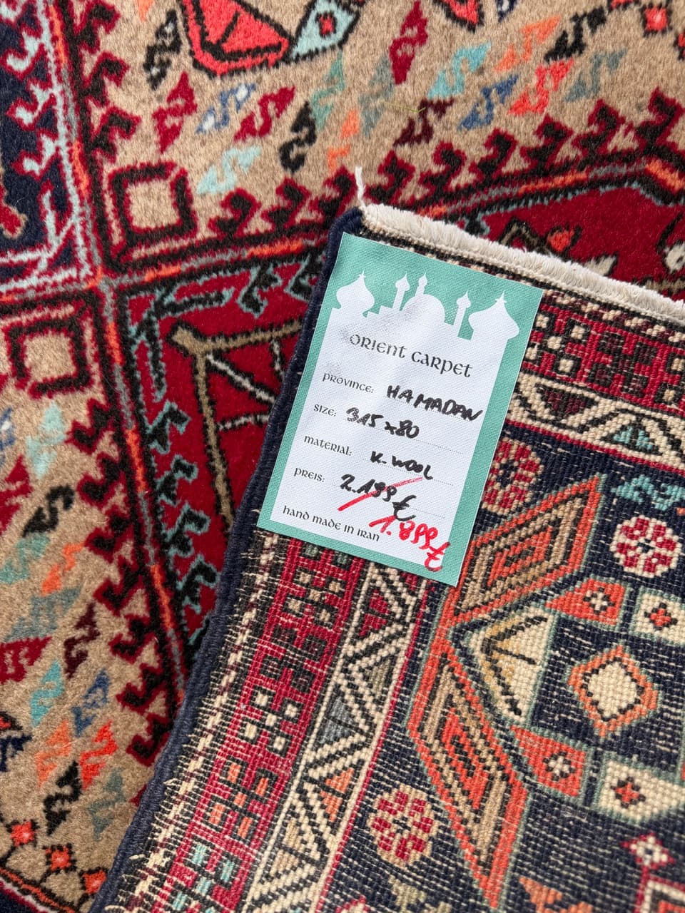 Chodnik Hamadan 315x80 cm, multikolor, wełna, Iran, lata 90. - 195363