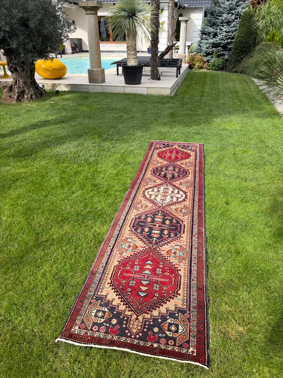 Chodnik Hamadan 315x80 cm, multikolor, wełna, Iran, lata 90. - 195361