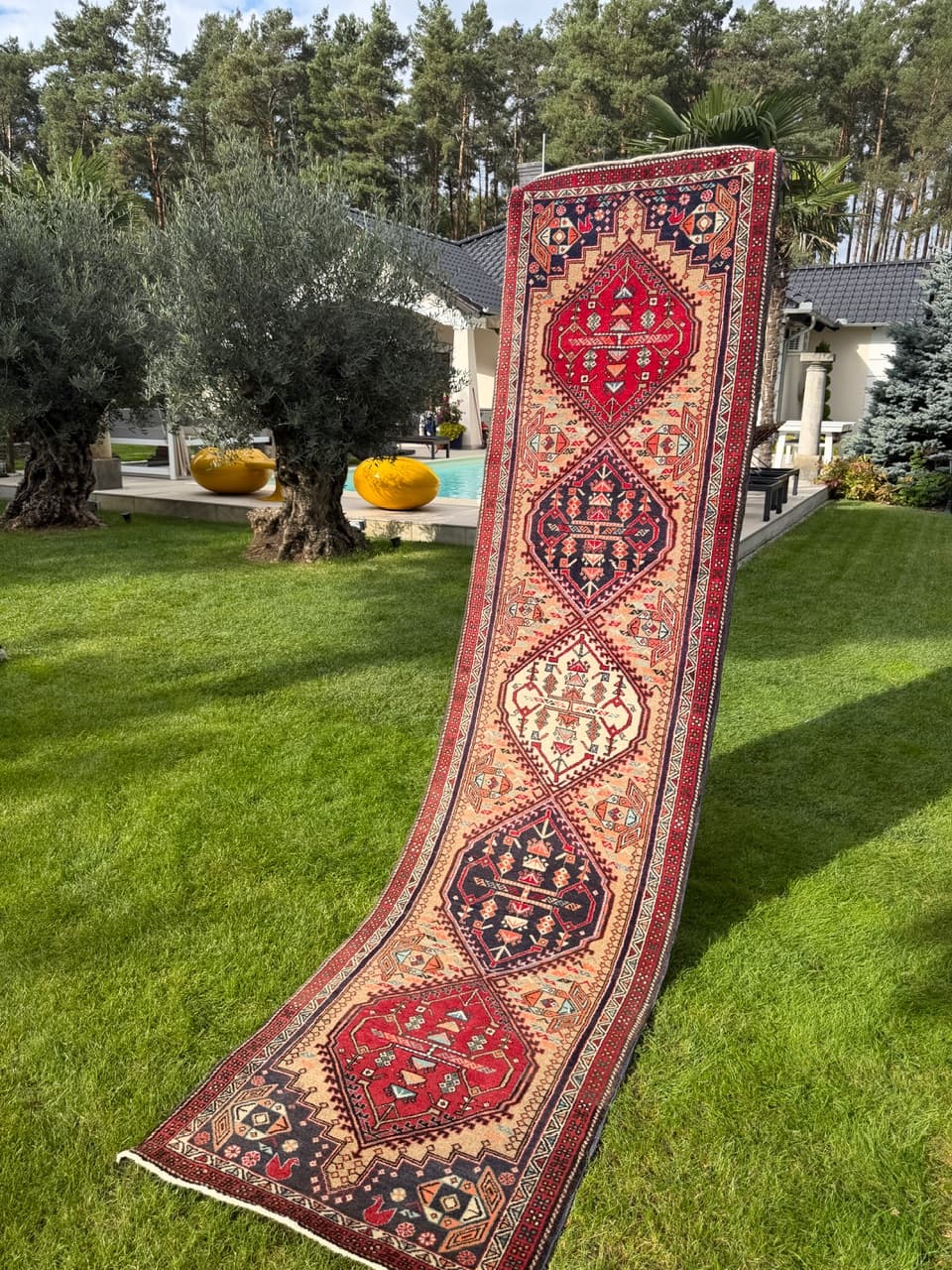 Chodnik Hamadan 315x80 cm, multikolor, wełna, Iran, lata 90. - 195353