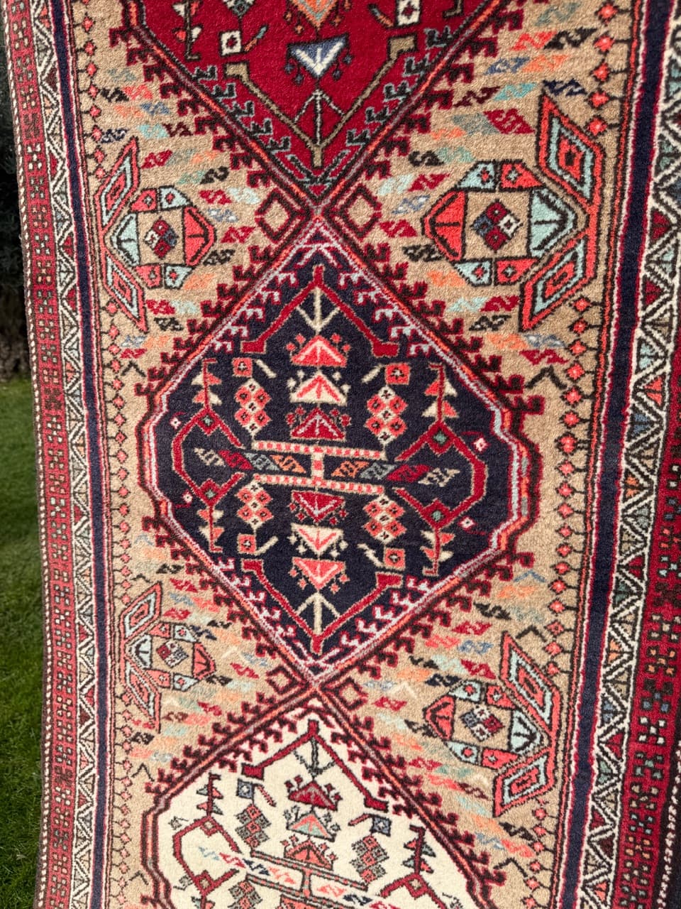 Chodnik Hamadan 315x80 cm, multikolor, wełna, Iran, lata 90. - 195360