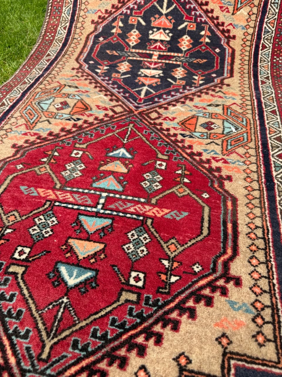 Chodnik Hamadan 315x80 cm, multikolor, wełna, Iran, lata 90. - 195359