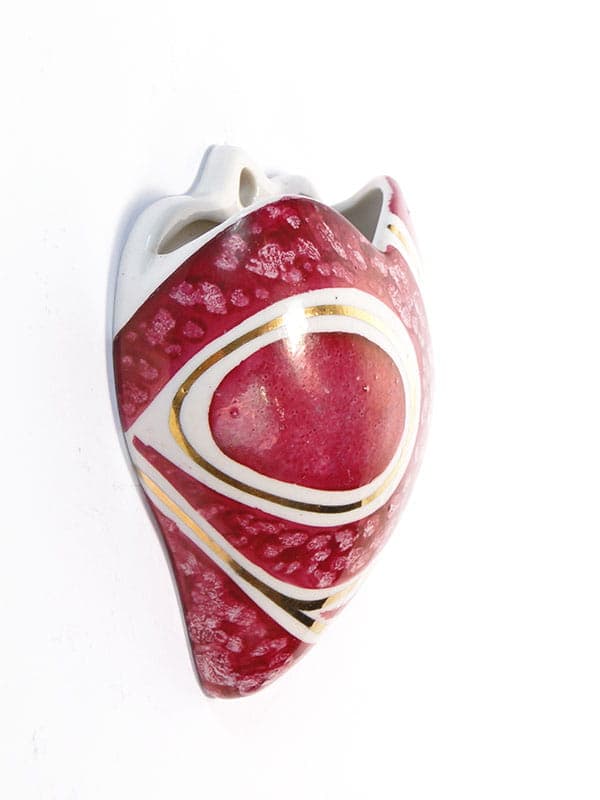 Wazon ścienny, pop-art, czerwony, porcelana, Steatyt, Polska, lata 60. - 195545