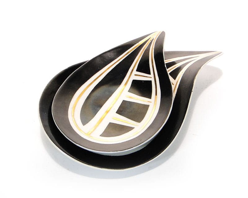 Para pater, czarny, porcelana, proj. A. Chmiel, Steatyt, Polska, lata 60. - 195592