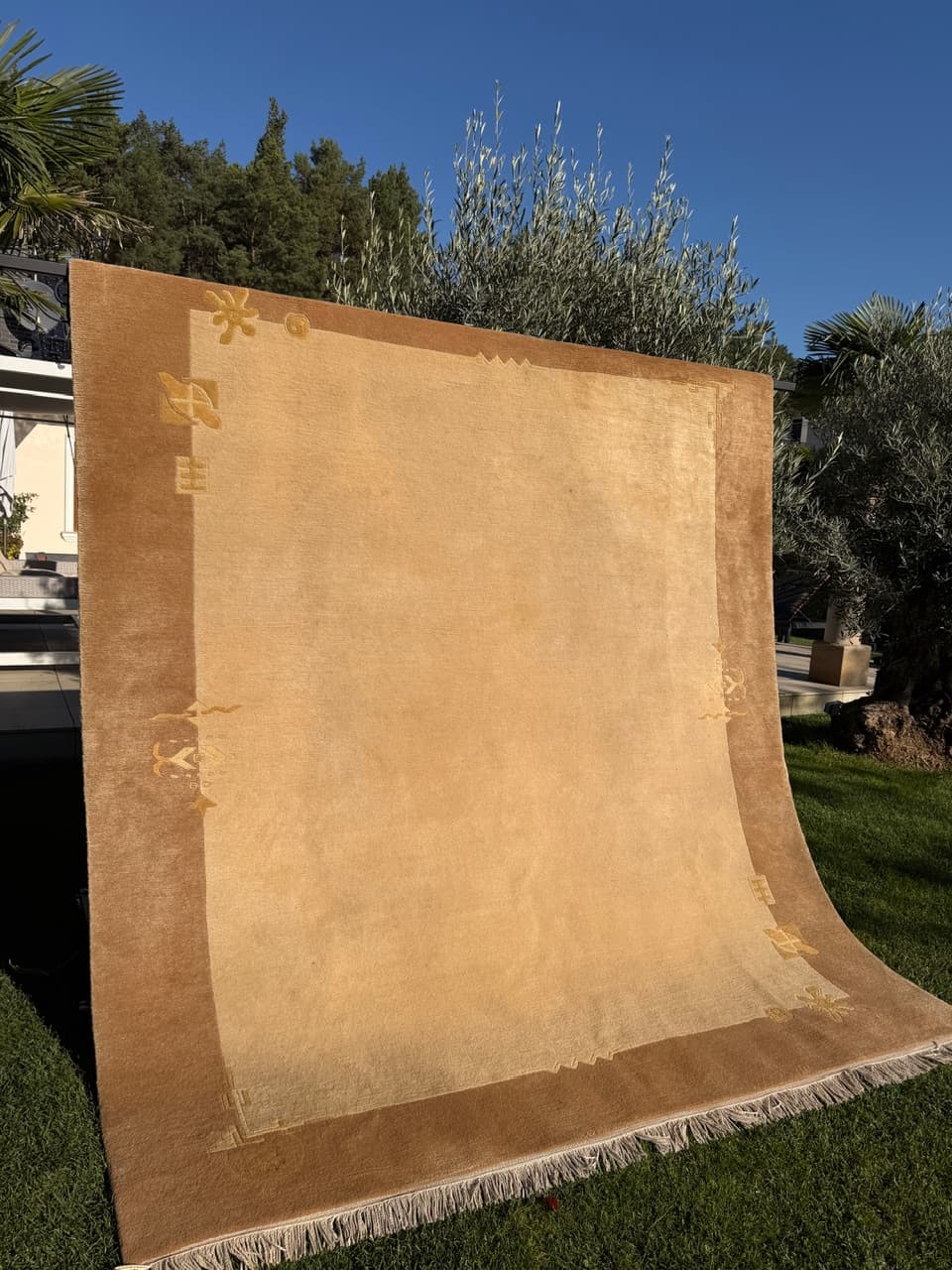 Dywan Art Deco 300x250 cm, beżowy, wełna, Nepal - 195670