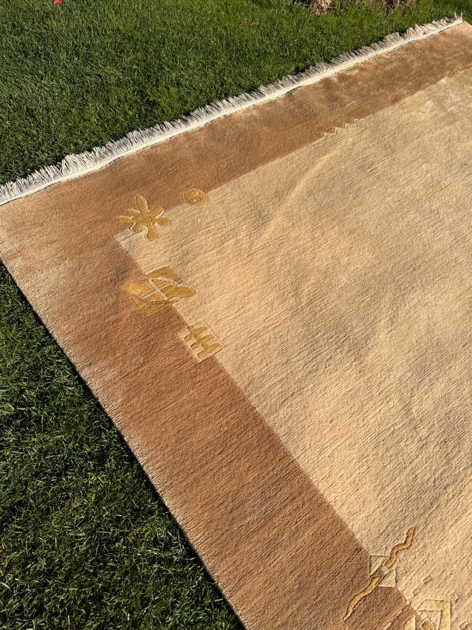 Dywan Art Deco 300x250 cm, beżowy, wełna, Nepal - 195679