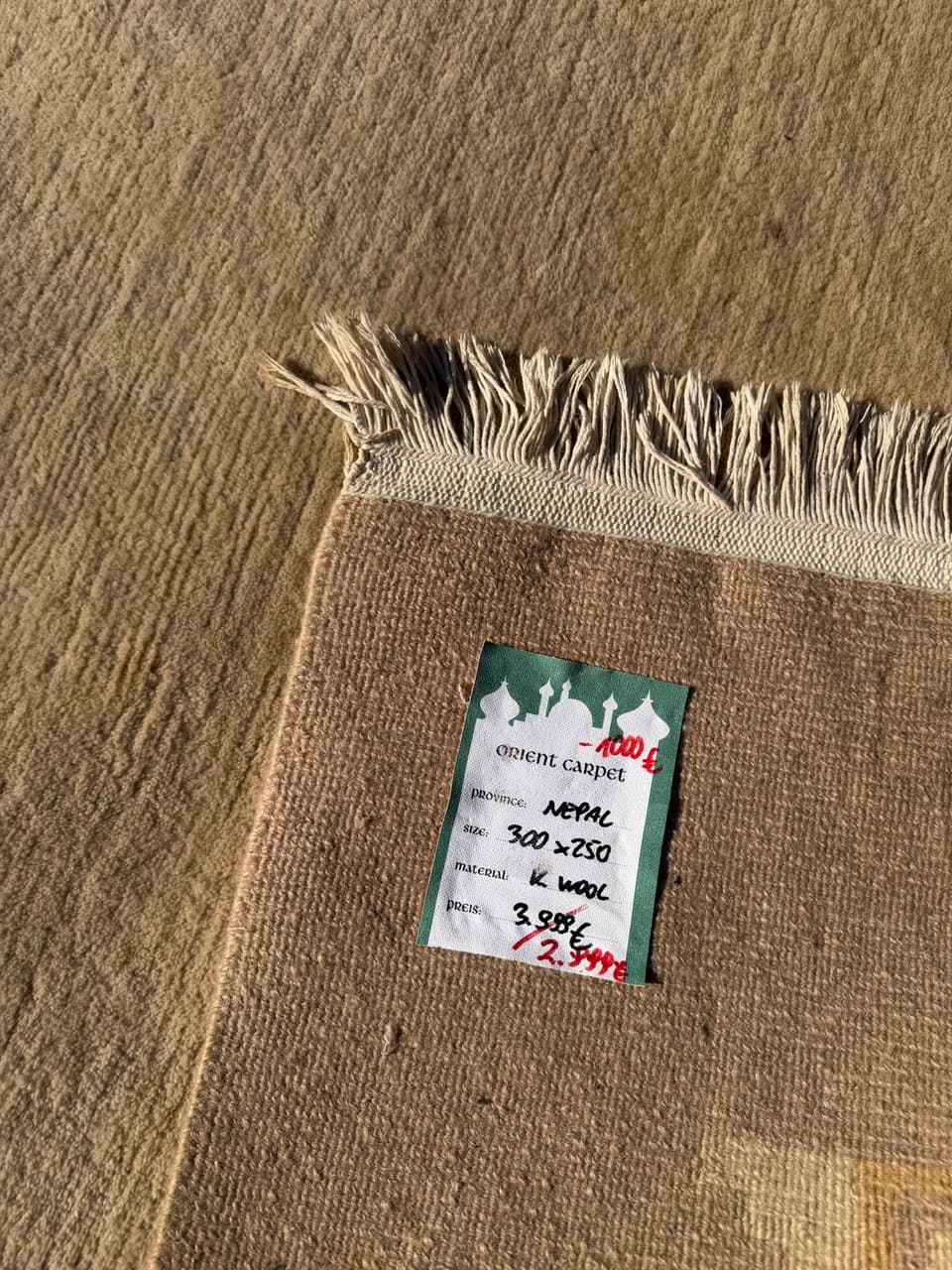 Dywan Art Deco 300x250 cm, beżowy, wełna, Nepal - 195675