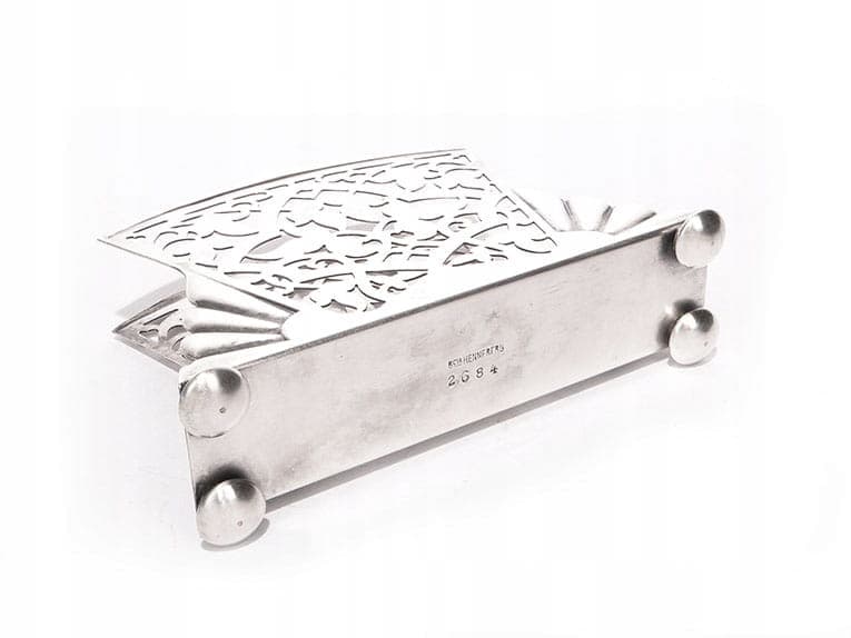 Serwetnik Art Deco, mosiądz platerowany srebrny, Bracia Henneberg, Polska, lata 30. - 195717