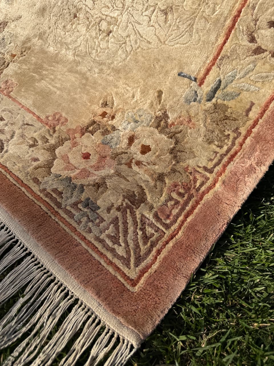 Dywan Pekiński 155x70 cm, jedwab beżowy, Chiny - 195815